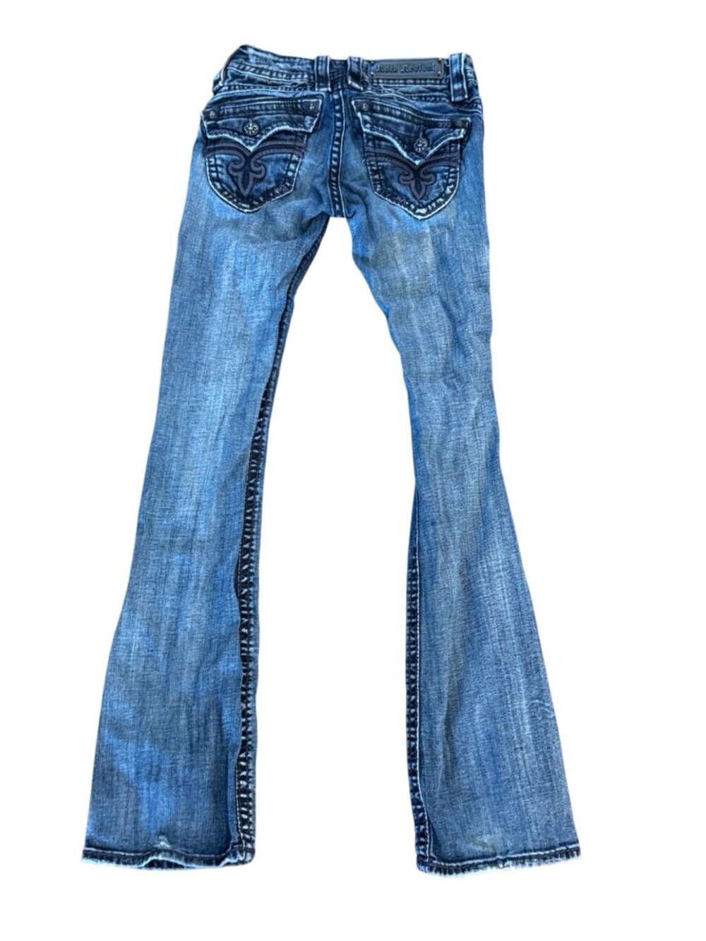 Rock Revival Womens Blue Bootcut Jeans Size 26 Preowned Denim Stretch Mid Rise